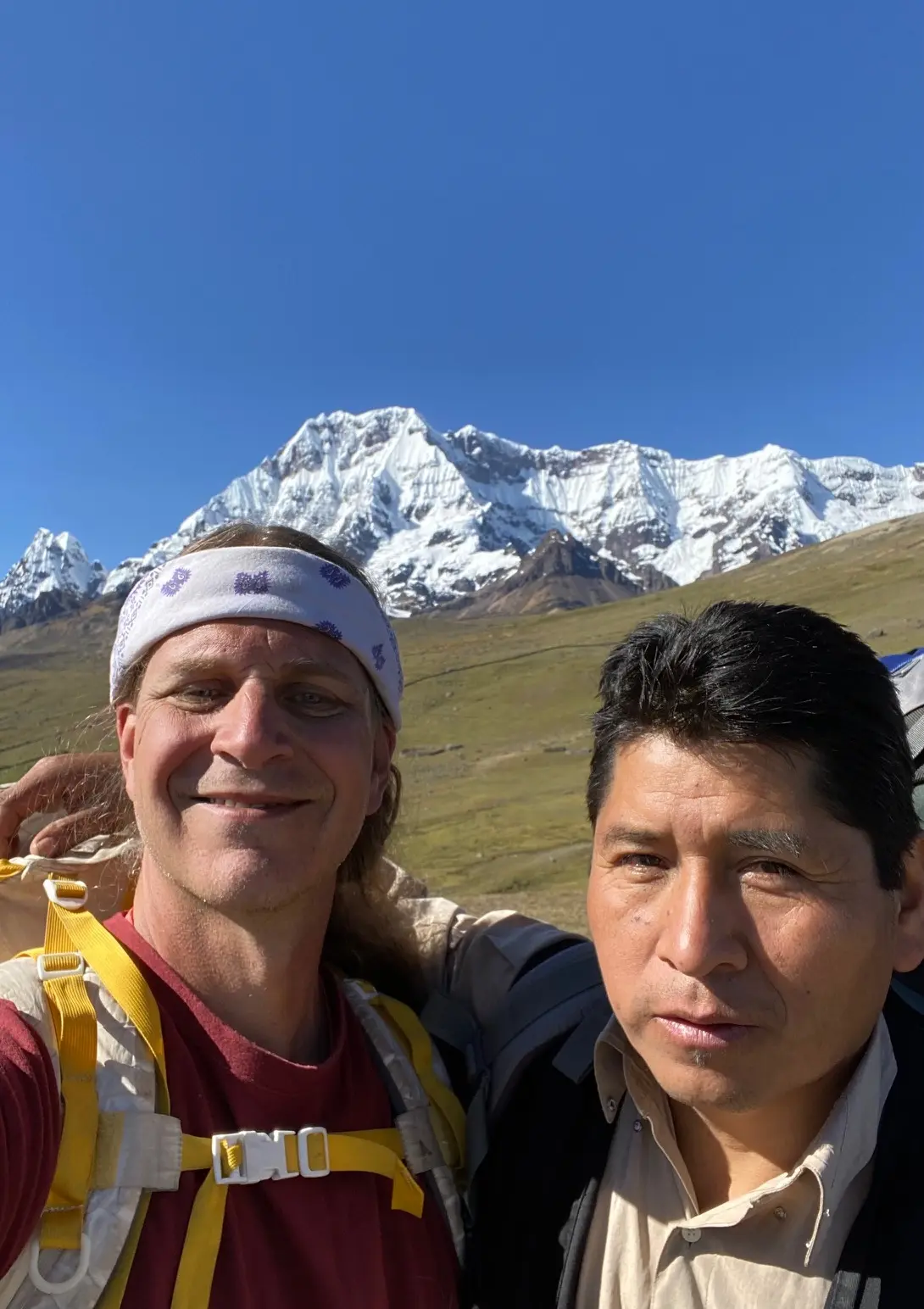 Mick Stemborski with Wilbert Yucra in the Peruvian Andes.