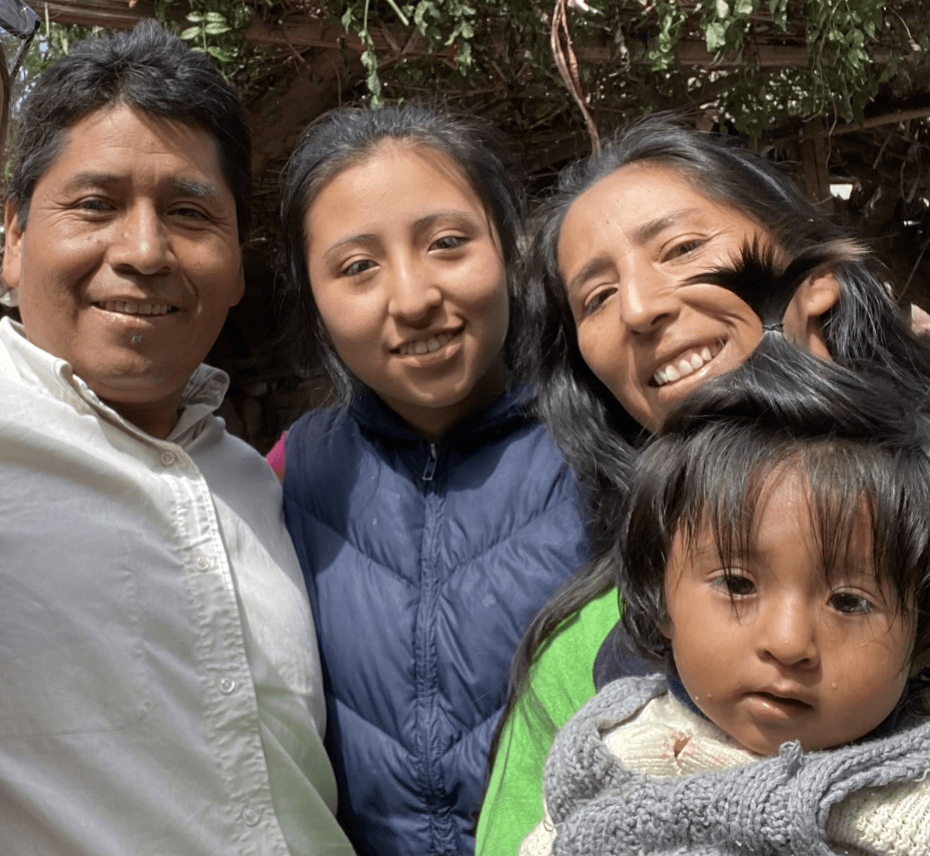 Wilbert Yucra with members of his family at their home in Urubamba.